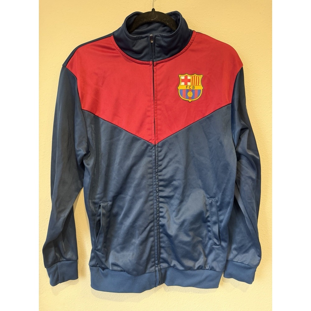 FC Barcelona Track Jacket Mens S Burgundy & Dark Blue FCB Full Zip Long Sleeve